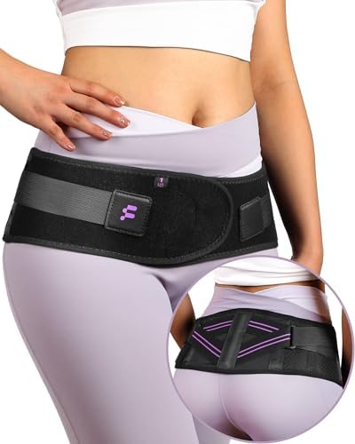 SI Belt for Women with Extra Support Stays, Sacroiliac Belt for SI Joints Pain Relief, Sciatic, Pelvic, Leg, Hip, Lower Back Pain, Hip Compression Wrap, Trochanteric Belt, 360°Anti-slip by FITOMO