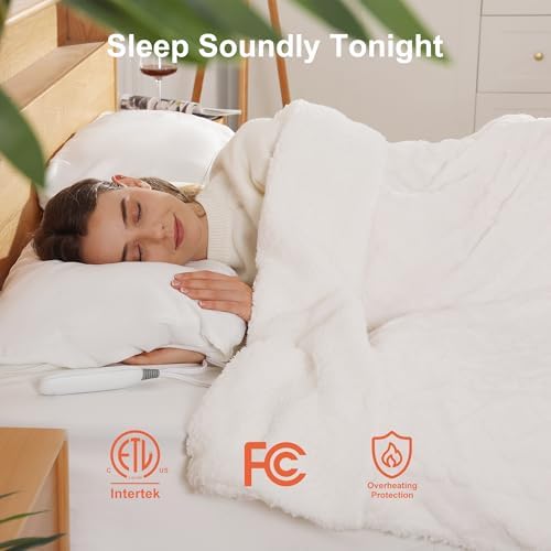Heated Throw Blanket 50"x60"-Small Electric Blanket Throw for Office, White - Image 3