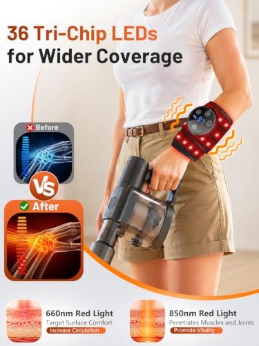 Red Light Therapy Hand Wrist 108 LEDs with Heat & Massage, Magnetic Touch - Image 2