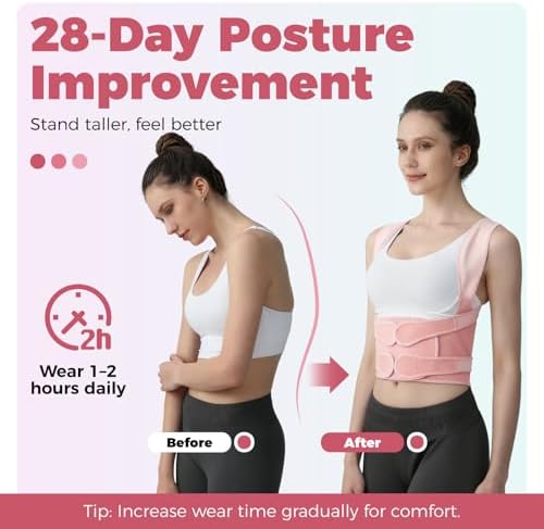 Posture Corrector for Women and Men Upgraded Back Brace, Adjustable Back Support for Upper and Lower Back Pain Relief, Shoulder Straightener for Hunchback, Thoracic, Scoliosis, Lumbar, Spine (Pink, S) - Image 3