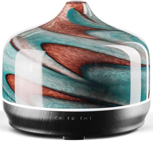 Porseme 500ml Glass Essential Oil Diffuser Aromatherapy Ultrasonic Cool Mist Humidifier 15-21 Running Hours Waterless Auto-Off Air Diffusers for Sleeping Yoga Working Spa(Teal Green) by Porseme