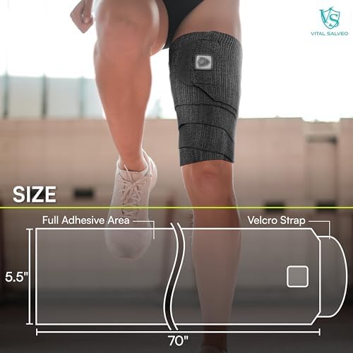 Vital Salveo Elastic Breathable Thigh Wrap,Adjustable Compression for Alleviating Stiffness and Fatigue Targeted Muscle Support for Sports, Gym & Daily Recovery (1 PC)/5.5"* 70" - Image 3