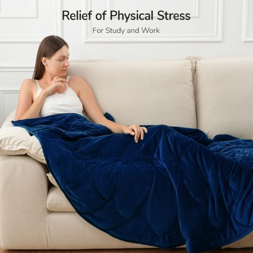 Weighted Blanket for Adults 15 lbs, 60" x 78" washable Blankets, Navy Blue - Image 5