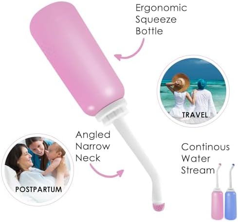 Peri Bottle Postpartum, RUFCRIL 2-Pack 500ml Bidet Bottle, Upside Down Peri Bottle, Boilable TPE, Travel Bag, for Perineal Care, Hemorrhoid Care, Feminine Cleansing & Baby (Pink/Blue) - Image 7
