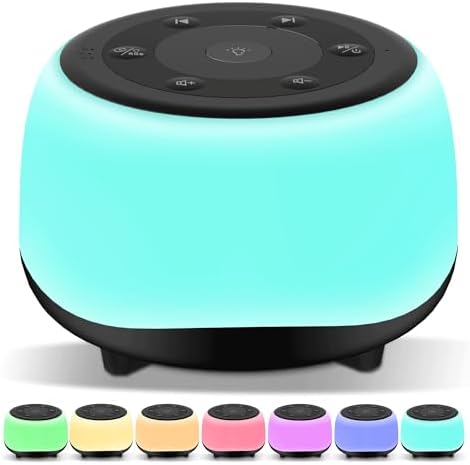 HEYAXA White Noise Sound Machine with 7 Colors Night Light 34 Soothing Sounds, Portable Sound Machine for Baby Adults Kids Sleep with 30 Volume Levels 4 Timers Adjustable Brightness (Black) by HEYAXA