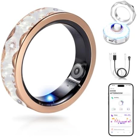Smart Ring Health Tracker for Women & Men Fitness Tracker Ring White 8# by DSHKIS