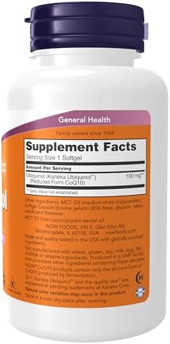 NOW Supplements, Ubiquinol 100 mg, High Bioavailability (the Active Form of CoQ10), 120 Softgels - Image 2