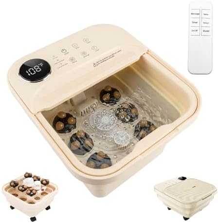 Collapsible Foot Spa Foot Soaking Tub Foot Spa Bath Massager with Heat | Remote Control with Detachable Rollers,Precise Temp Control,Hidden Handle, Foot Bath for Home Pedicure&Stress Relief by GKFF