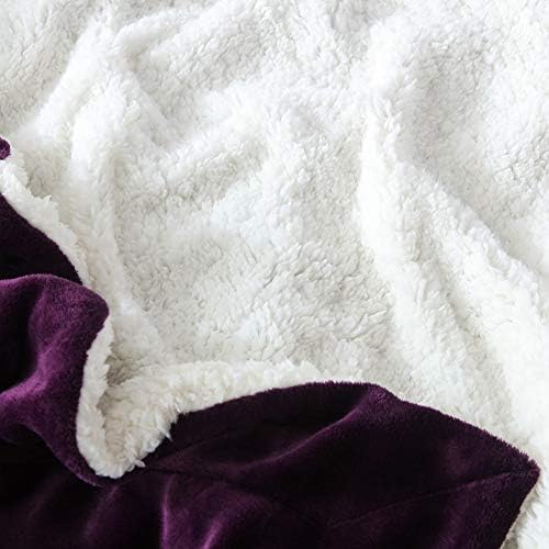 NANPIPER Bed Blanket Reversible Sherpa Flannel Blanket Super Soft Fuzzy Lightweight Fleece Microfiber (90"x90" Purple) Queen - Image 5