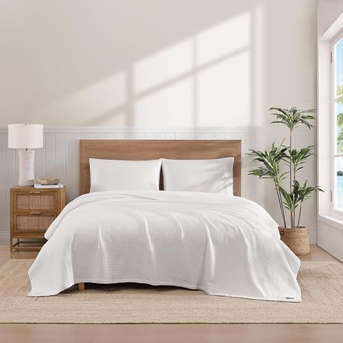 Tommy Bahama - Queen Blanket, Naturally Soft & Breathable Bedding for Couch or Bed, Lightweight for Year Round Comfort (Woven Textured Natural White) - Image 2