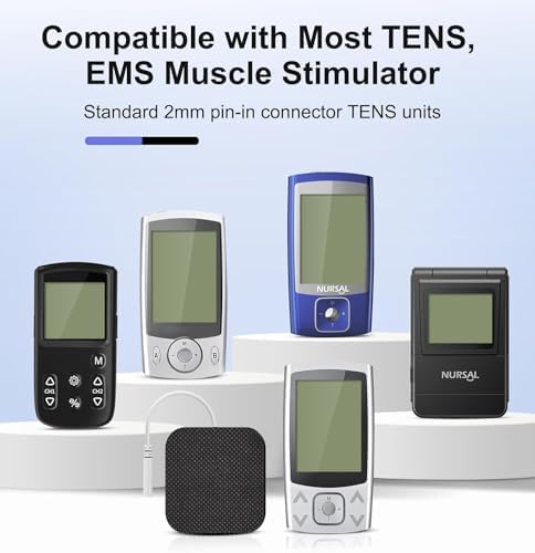 TENS Unit Replacement Pads, 2x2”20 Pcs Reusable Self-Adhesive TENS Unit Electrodes Pads, NURSAL Latex Free TENS Pads Replacement Compatible with AUVON, TENS 7000 Muscle Stimultaion Machine (Black) - Image 3