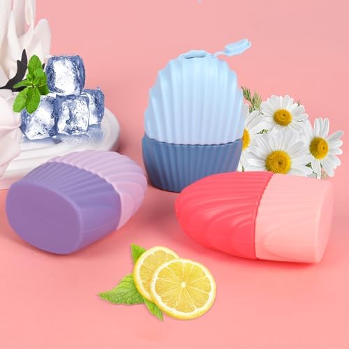 Ice Cube Roller for Face,Eyes and Neck,Reusable Silicone Ice Mold Mermaid Shell Shape for Shrink Pores Anti Wrinkle and Skin Beauty Care,Reduce Migraine Pain,Gua Sha Face Massage Tools (Pink) - Image 6