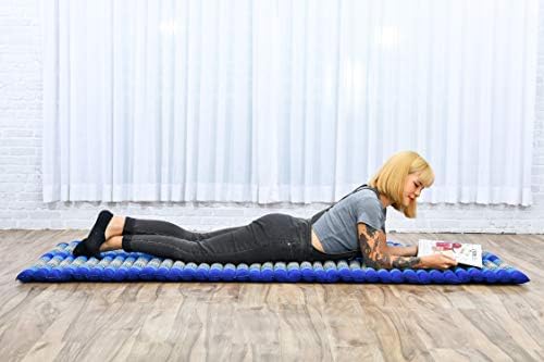 Leewadee - Foldable Floor Mattress - Japanese Roll Up Futon -Trifold Tatami Mat- Guest Floor Bed - Camping Mattress - Thai Massage Mat, Kapok Filled, 75 x 28 inches, Blue - Image 2