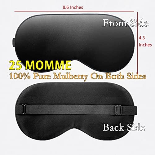 MAXFEEL 25 Momme 100% Mulberry Silk Sleep Mask For Men Women,Super Smooth Eye Cover for Sleeping With Adjustable Strap,Eye Shade Blindfold, Blocks Light,Gender-Neutral (Black) - Image 2
