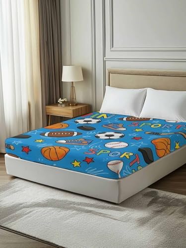 Twin Flat Sheet Sports Balls Flat Sheets Only Soft Breathable Microfiber Bedding Top Sheets Luxury Hotel Quality Basketball Soccer Baseball Rugby Ice Hockey Twin Bed Sheet for Bedroom Dorm Decor - Image 7