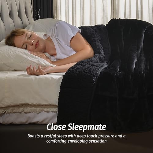 Wemore Sherpa Fleece Weighted Blanket for Adult 20 lbs King 80"x87" Black - Image 3