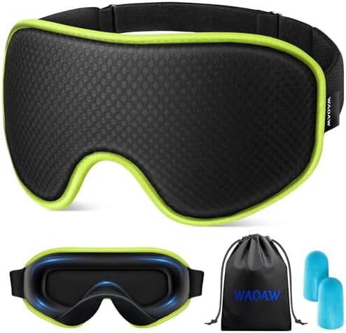 WAOAW Sleep Mask for Men Women: Blackout Eye Masks for Sleep - 3D Breathable Soft Comfortable Eye Mask for Travel - Adjustable Light Blocking Night Masks for Sleeping by WAOAW