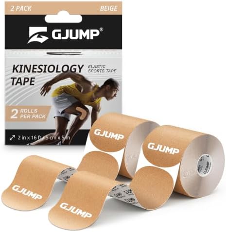 Kinesiology Tape, 40 Count Precut Strips 2 Rolls Original Cotton Tape by GJUMP