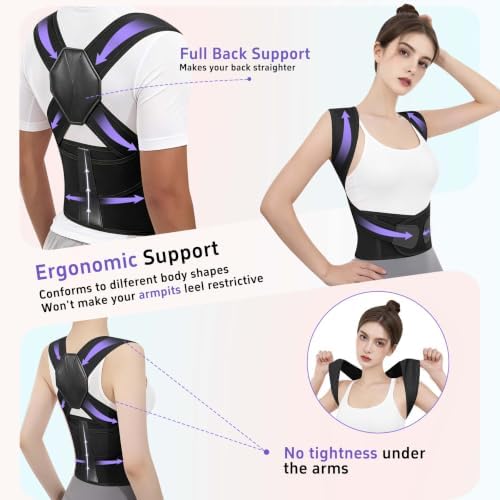 Posture Corrector for Women and Men Back Brace Upper Back Support Adjustable Breathable Shoulder Straightener Hunchback Correction Clavicle Back Pain Relief Comfortable Daily Wear Black Large - Image 6