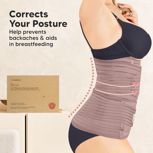 3 in 1 Postpartum Belly Support Recovery Wrap Band (Dusty Plum, M/L) - Image 5