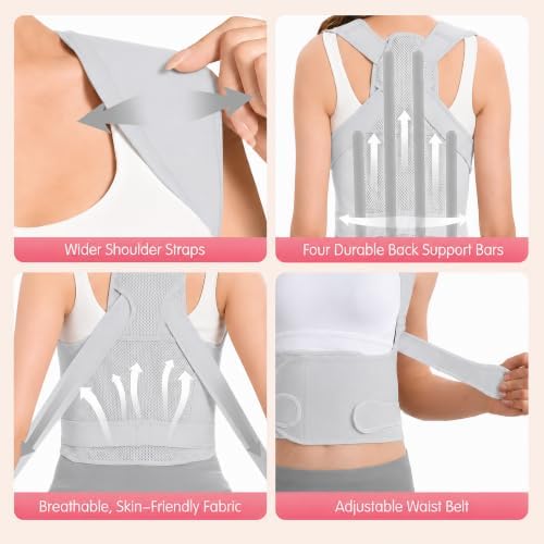 Posture Corrector for Women & Men, Adjustable Full Back Brace Support - Image 4