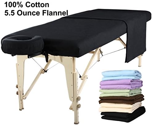 Master Massage Cotton Flannel Sheets Set (3 Piece Set) Massage Table Cover Set, Beauty Salon SPA Bed Replacement Cover, Includes Table Cover, Face Cushion Cover, Table Sheet, Black - Image 2