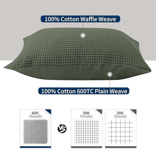 100% Egyptian Cotton 600 TC Waffle Weave Throw Pillow Covers 2 Pack - Image 5