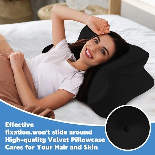 BALAPET 2 Pcs Velvet Cervical Neck Pillow Case, Soft Elasticity Pillowcase for Ergonomic Cervical Neck Pillow,Fuzzy Warm Flannel Pillow Cases with Zipper, Cover Only(Black) - Image 4
