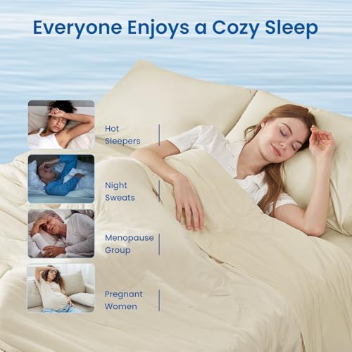 Cozy Bliss Cooling Comforter Twin Size, Reversible Lightweight Cooling Blankets for Hot Sleepers and Night Sweats, Q-Max>0.45 Soft Breathable Silky Smooth Summer Comforter, Khaki, 68"x90" - Image 4