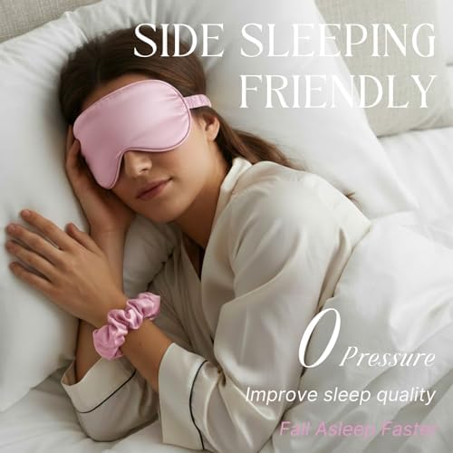 Purple Sleep Eye Mask, Blackout Silk Satin Travel Blindfold Set Women - Image 2