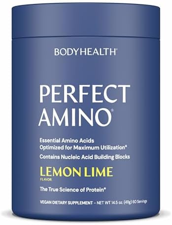 BodyHealth PerfectAmino Powder - BCAA and EAA Powder for Pre and Post Workout - Amino Acid Energy Drink for Men and Women to Support Lean Muscle and Recovery - Lemon Lime - 60 Servings by BodyHealth