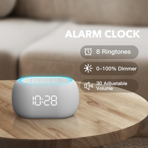 ANJANK White Noise Sound Machine Alarm Clock with Bluetooth Speaker, 21 Relaxing Sounds, 7 Night Lights,0-100% Dimmer/Sleep Timer/30-Level Volume Control,Sound Machine for Kids Adults Sleeping,Bedroom - Image 6