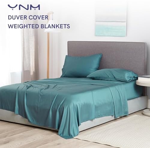 YnM Cooling 3-Side Zipper Duvet Cover for Weighted Blankets | Easy on, Easy Off Sea Grass, 48"x72" - Image 2