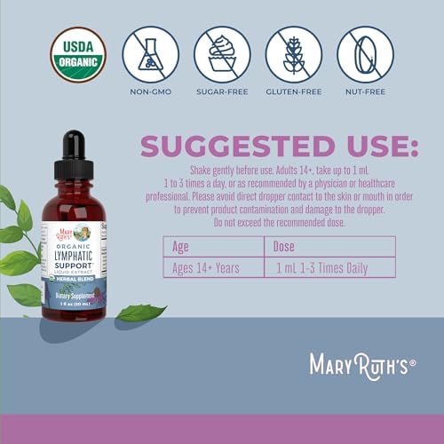 MARYRUTH'S Lymphatic Support Liquid Drops USDA Organic | Herbal Blend with Echinacea & Elderberry | Blue Vervain | Vegan | Alcohol-Free | Non-GMO | 30 Servings (Pack of 2) - Image 3