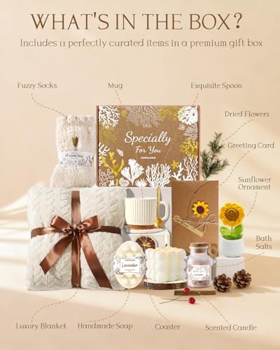 11pcs Spa Gift Baskets for Women, Sunflower Self Care Set, White - Image 2