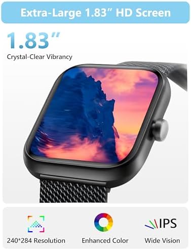 Smart Watch Men Women [2 Bands, 44mm case] 1.83" Alexa Fitness Tracker, Heart Rate, Sleep, Stress Monitor, IP68 Waterproof Smartwatch, Make/Answer Calls, Compatible with iPhone & Android Phones - Image 6