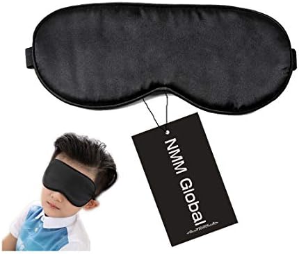 100% Natural Silk Sleep Eye Mask Kids, Cute Night Sleeping Mask with Adjustable Elastic Strap for Girls Boys Child (Black Small) by NMMGlobal