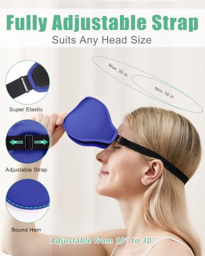 BeeVines 3D Contoured Sleep Mask, Blackout Eye Masks (Black & Blue) - Image 4