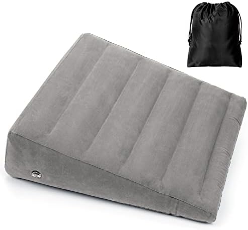 USHMA Inflatable Wedge Pillow for Sleeping, Portable Travel Wedge Pillow for Sitting in Bed, Inflatable Wedge Pillows for Travel, Blow Up Under Knee Pillow by USHMA