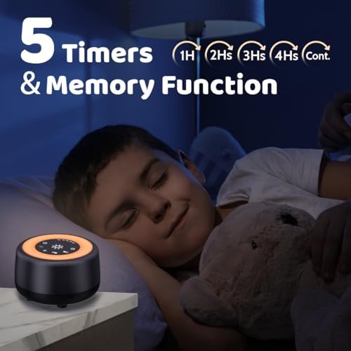 Sleepbox Sound White Noise Machine with 25 Soothing Sounds 10 Colors Warm Night Light 4 Brightness Levels 32 Volume Levels 5 Timer and Memory Function Perfect for Kids Adults Seniors Sleeping Black - Image 5