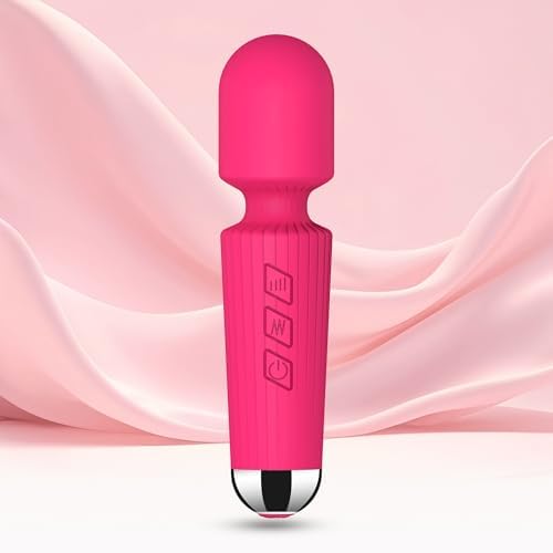 Handheld Wand Massager 20 Modes 8 Speeds, Quiet Mini Vibration Massager for Deep Tissue & Muscle Recovery, Neck Back Shoulder, Cordless Portable (Red) by jtffer