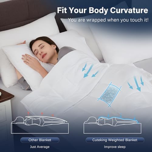 CuteKing Weighted Blanket for Adults: Weighted Blanket with Premium Glass Beads - Breathable Heavy Blanket for Comfort Sleep - Thick Blanket for Adult All Season (15lbs, 48"x72", White) - Image 5
