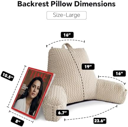 19" Back Support Pillow for Dorm Room Essentials,White Corduroy,Large - Image 5