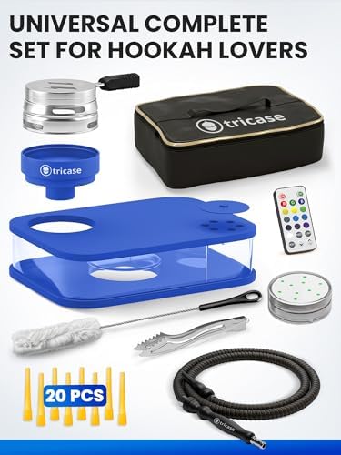 Shisha Hookah Set with Everything – Blue Hookah Kit with LED Base, Easy Setup, and Large Cloud Performance Hooka Machine - Image 3