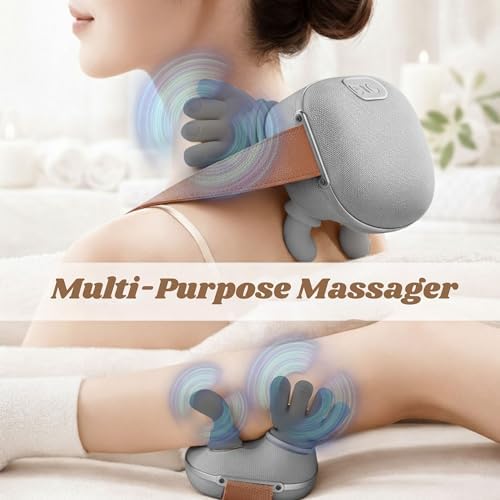 LIVINGPRO Neck & Shoulder Massager with Heat, Deep Tissue Shiatsu with Bionic Palm 4D Kneading, Simulated Human Hand Massage, 3 Adjustable Intensities, Portable Pain Relief for Home & Office - Image 2