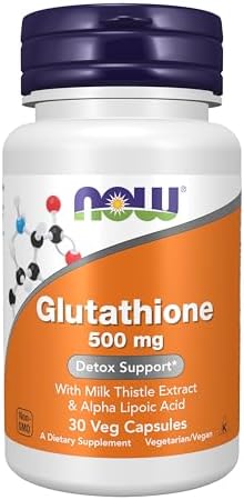 NOW Foods Supplements, Glutathione 500 mg, With Milk Thistle Extract & Alpha Lipoic Acid, Free Radical Neutralizer*, 30 Veg Capsules by NOW