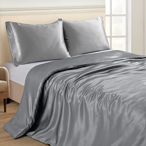 NSGZ Satin Duvet Cover for Weighted Blanket, 48x72, 8 Ties, Grey - Image 2