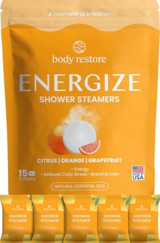BodyRestore Shower Steamers Aromatherapy, Self Care Gifts, Energize 15 Pack by BodyRestore