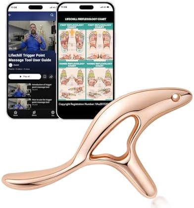 lifechill Trigger Point Massage Tool for Gua Sha, Lymphatic Drainage Massager, Deep Tissue Thumb Saver Acupressure Tool for Full Body Pain Relief, Gold by lifechill