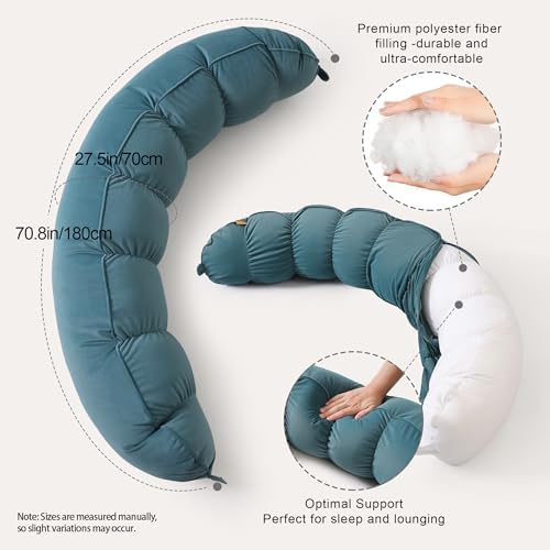 Peallow(Pat. Pend) – Long Round Body Pillow for Adults, Bolster Pillow for Sleeping, Soft and Supportive Pillow for Sleeping & Lumbar Support (Slate Blue,59") - Image 3
